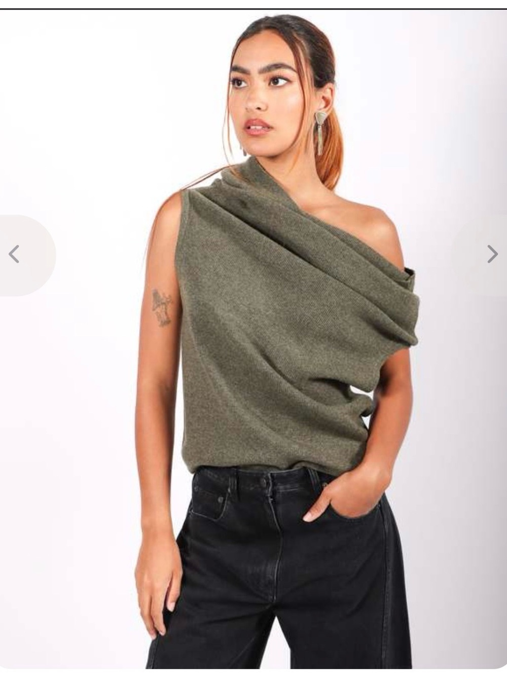 Nicholas K Remi Top – Olive Heather – 70% Merino Wool / 30% Cashmere – M